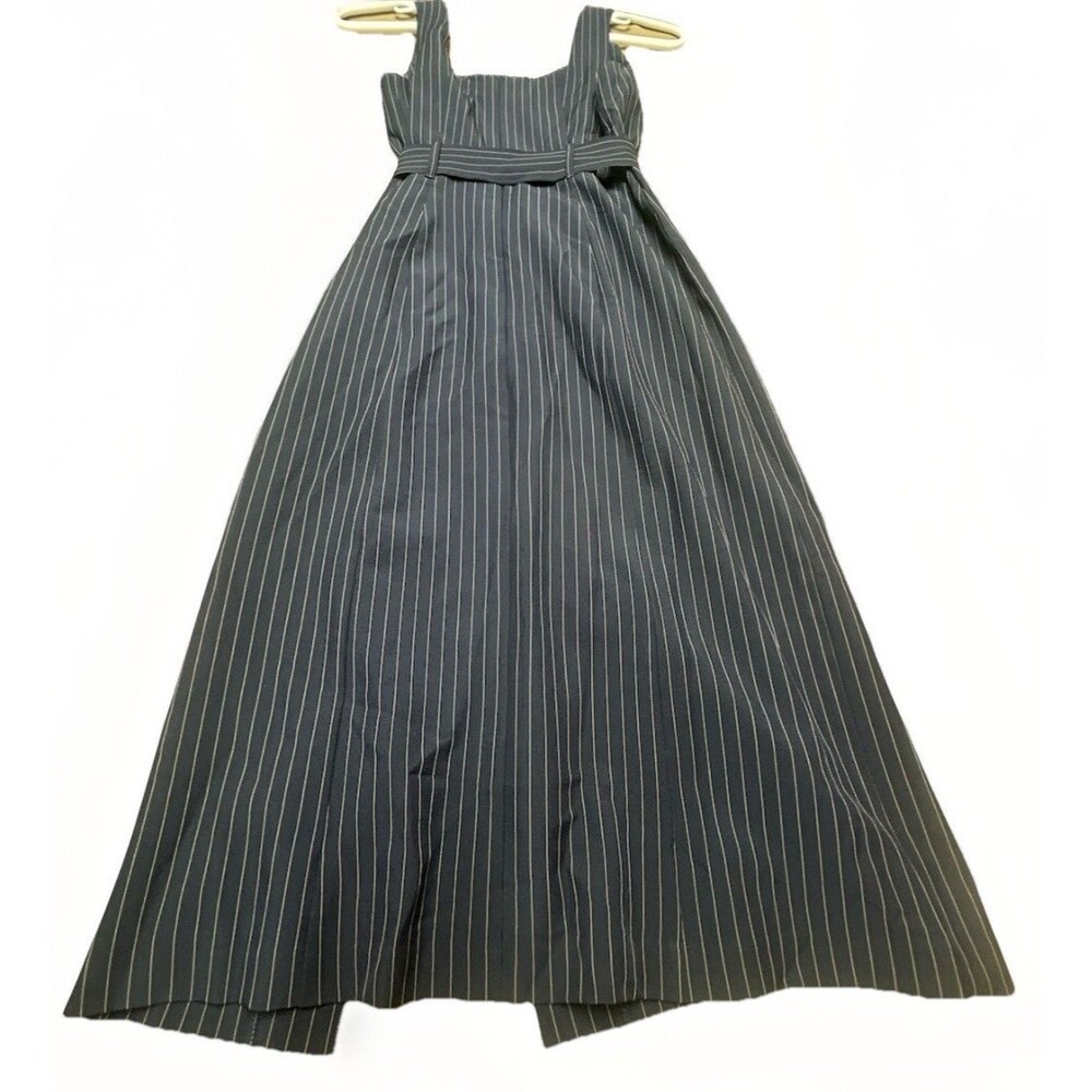 ⁠Banana Republic Navy Pinstripe Maxi Dress 4 Tall Belted Sleeveless Slit⁠ - Picture 8 of 12